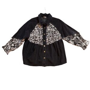 Floral Embroidered Corduroy Shacket